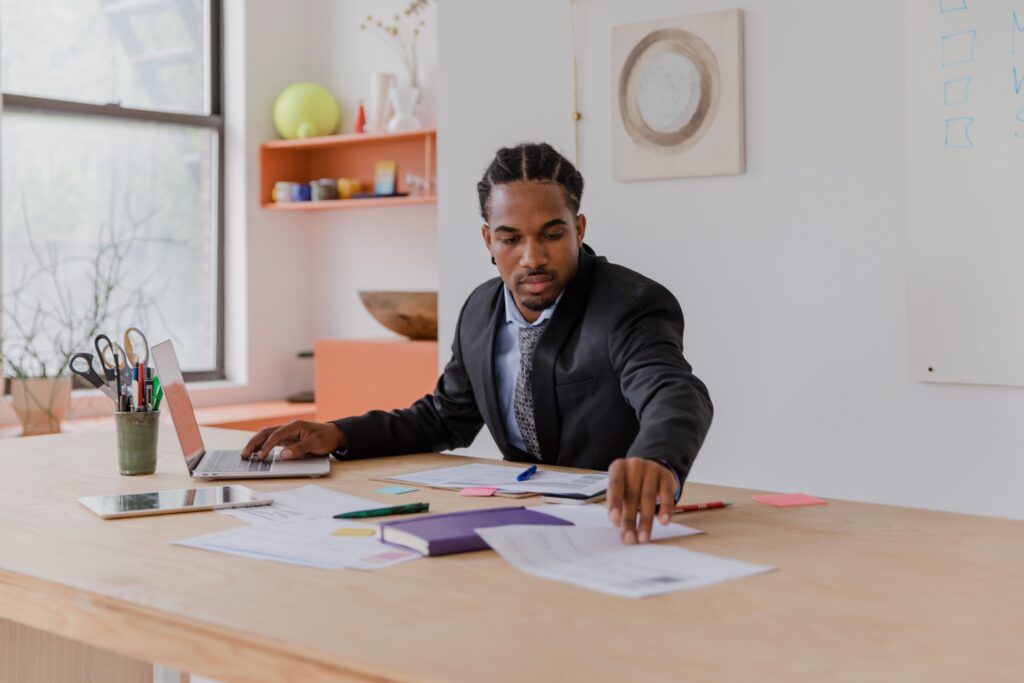 business owner at a desk